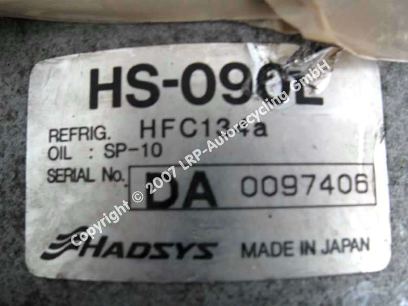 Honda Civic Aero Deck BJ1995 Klimakompressor DA0097406 HS090L HADSYS